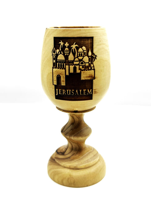 Olive Wood engraved communion cup